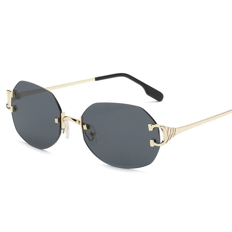 Fete Oval Frameless Trimmed Sunglasses