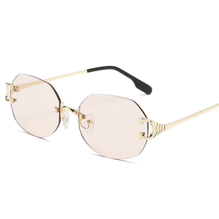 Fete Oval Frameless Trimmed Sunglasses