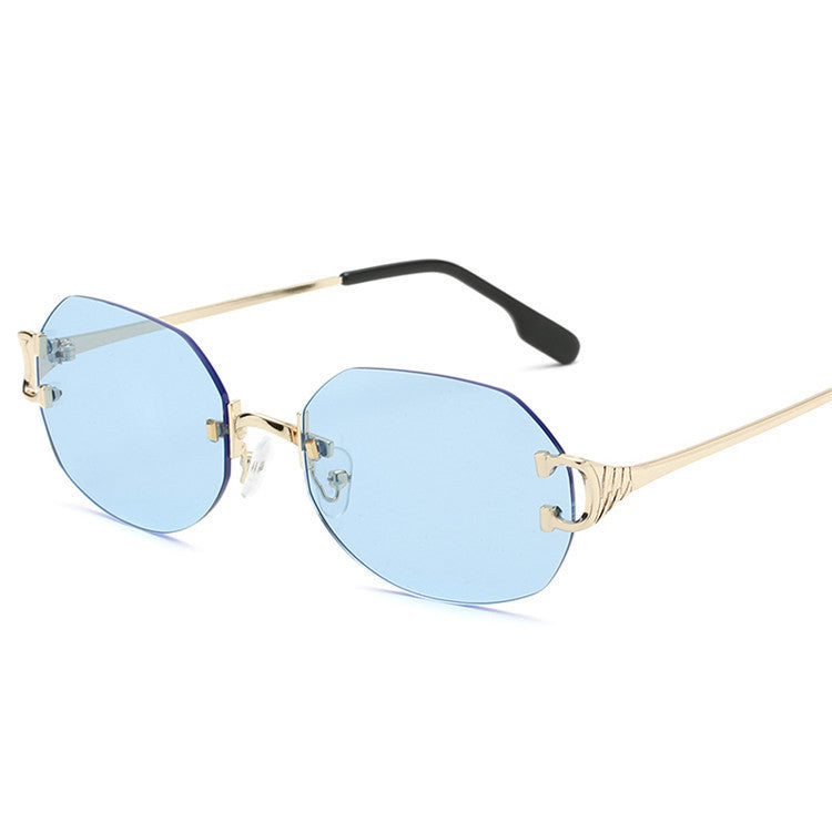 Fete Oval Frameless Trimmed Sunglasses