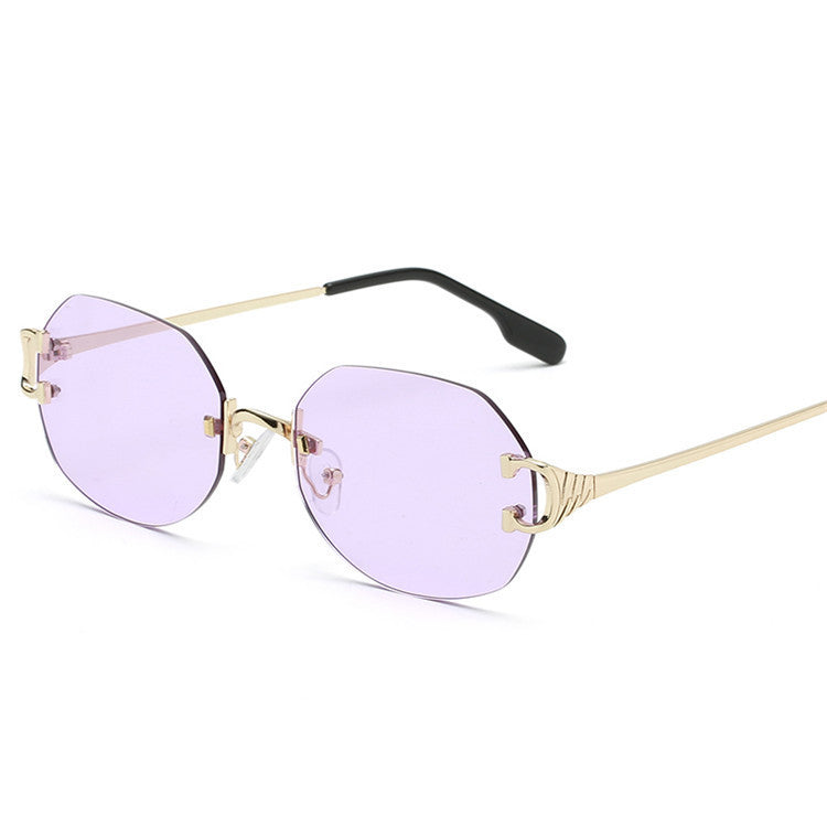 Fete Oval Frameless Trimmed Sunglasses