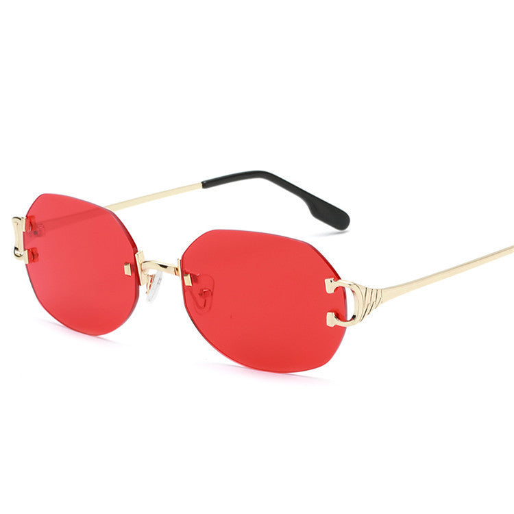 Fete Oval Frameless Trimmed Sunglasses