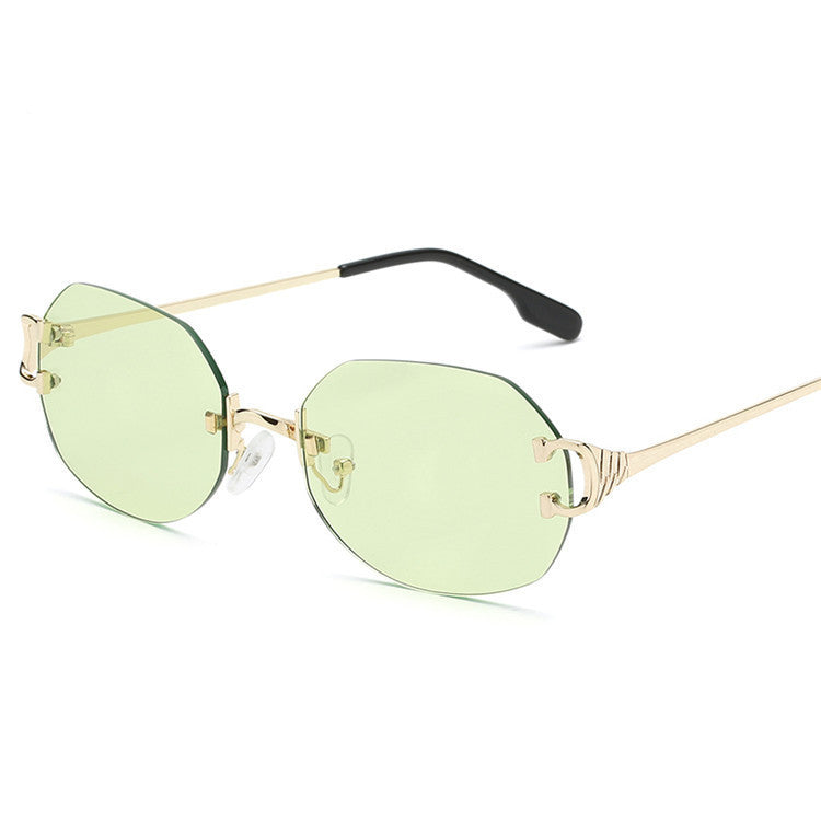 Fete Oval Frameless Trimmed Sunglasses