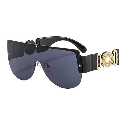 Fetting One Piece Metal Half Frame Sunglasses