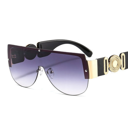 Fetting One Piece Metal Half Frame Sunglasses