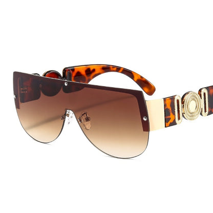 Fetting One Piece Metal Half Frame Sunglasses