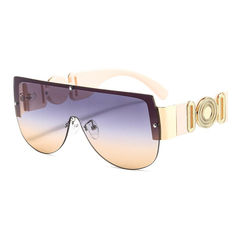 Fetting One Piece Metal Half Frame Sunglasses