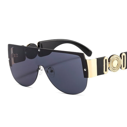 Fetting One Piece Metal Half Frame Sunglasses