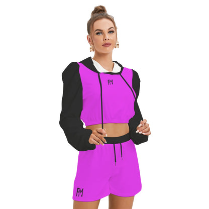 Women's Mirco Fleece Hoodie And Shorts Set