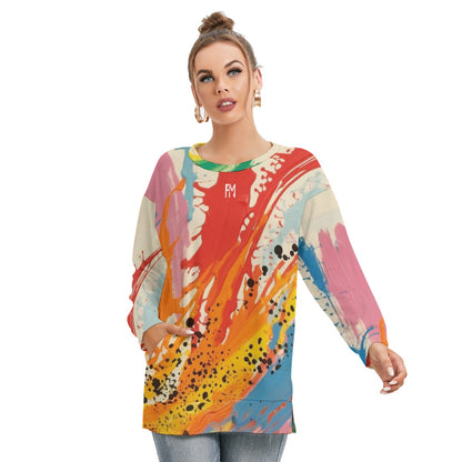 Women's Side Split O-neck Sweatshirt