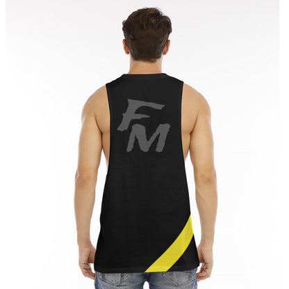 WUK Men's O-neck Long Tank Top (Yellow Strip)-Fete Massive