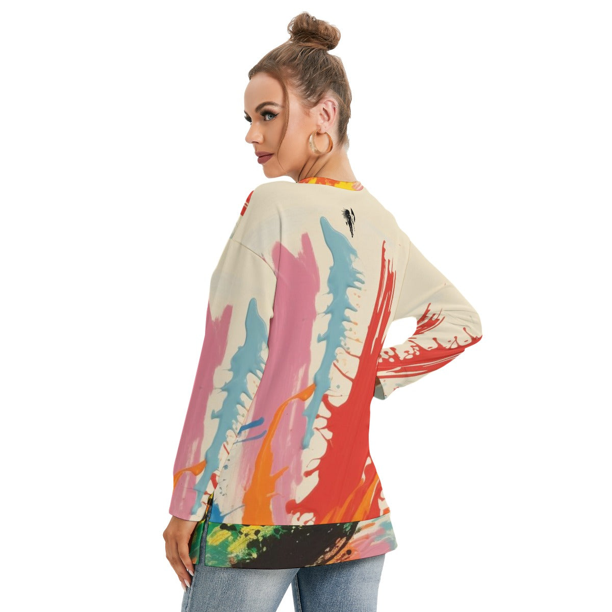 Women's Side Split O-neck Sweatshirt