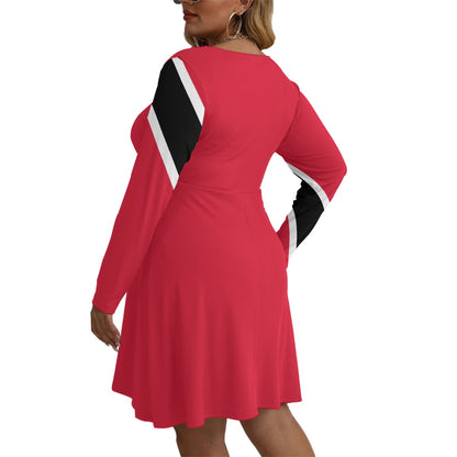 Women's V-neck Long Sleeve Dress (Plus Size)