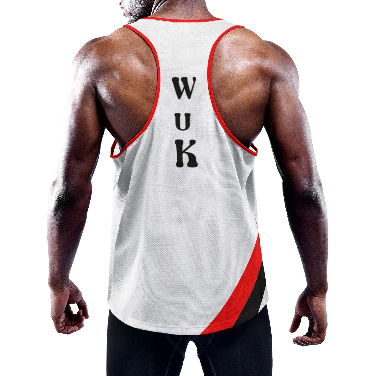 WUK Men's Slim Y-Back Muscle Tank Top (Red & Black Trim)-Fete Massive