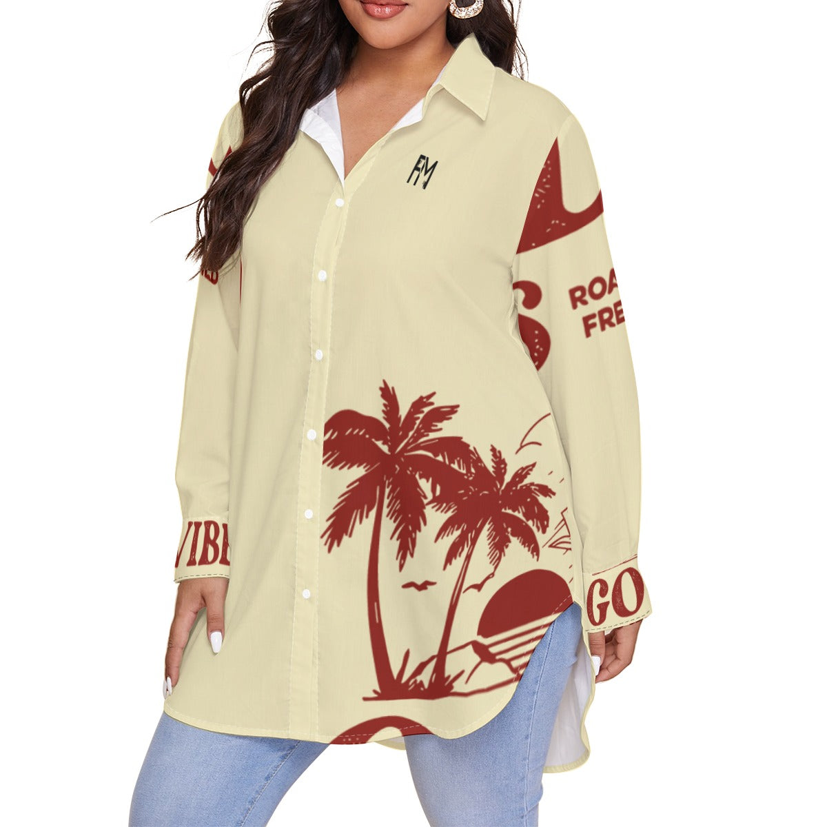 Women's Shirt With Long Sleeve(Plus Size)