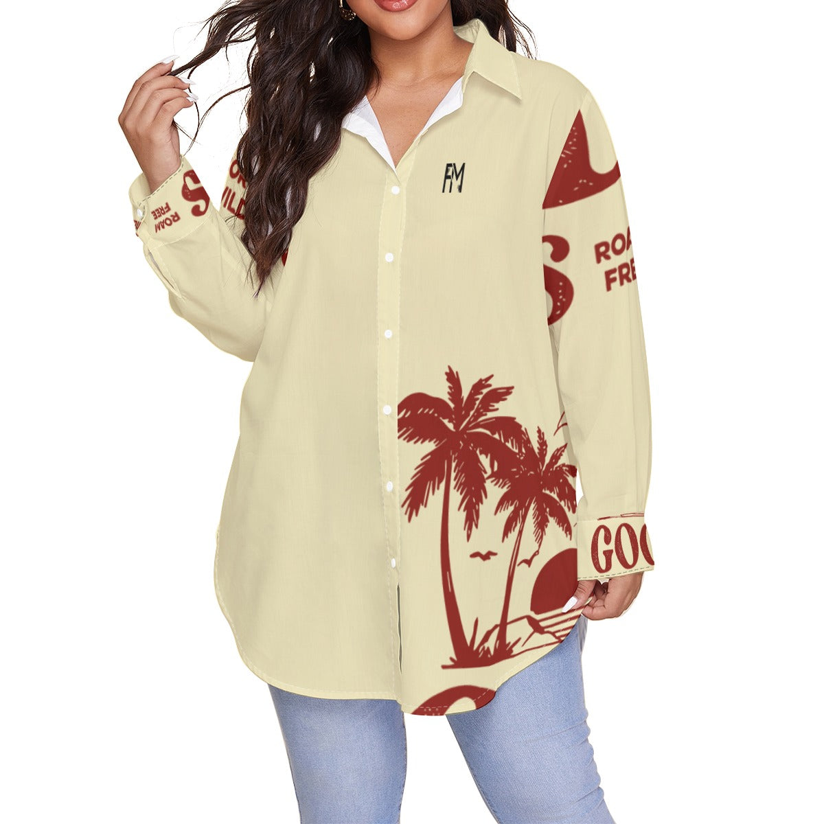 Women's Shirt With Long Sleeve(Plus Size)