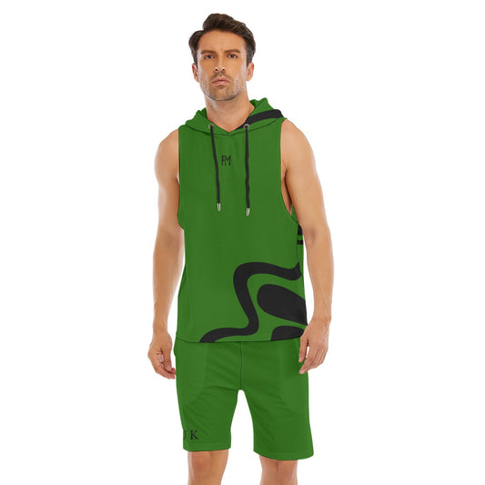 Men's Sleeveless Vest And Shorts Set