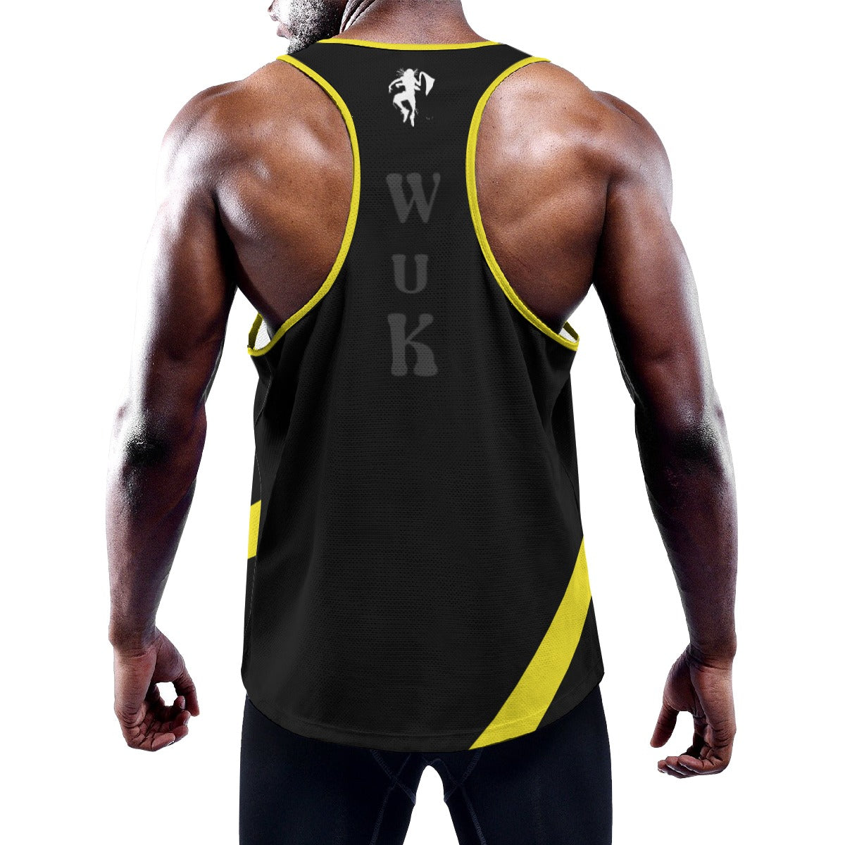 WUK Men's Slim Y-Back Muscle Tank Top YELLOW TRIM-Fete Massive