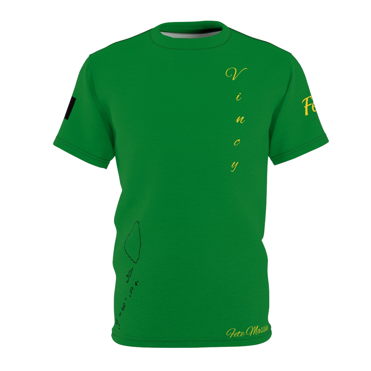 Fetren: Land Of My Birth Soca Unisex Tee W Saint Vincent Flag (Green /With Color) Island Front