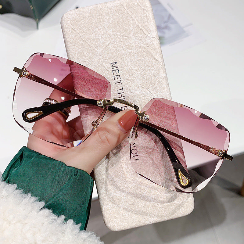 Elegant Fete Frameless Trimming Square Sunglasses For Women