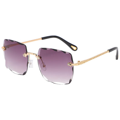 Elegant Fete Frameless Trimming Square Sunglasses For Women