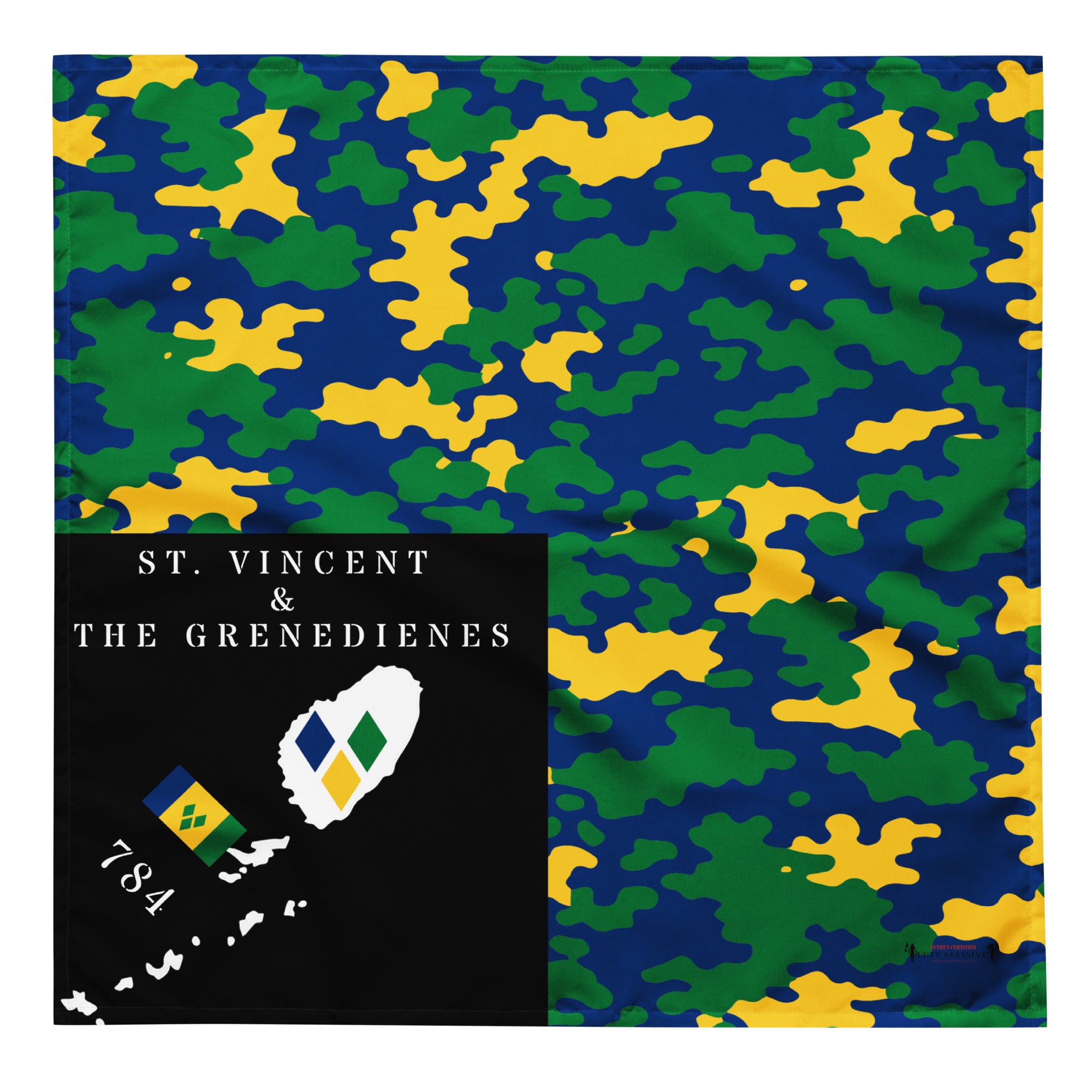 St. Vincent & the Grenadines Island & Flag CAMO print bandana-Fete Massive