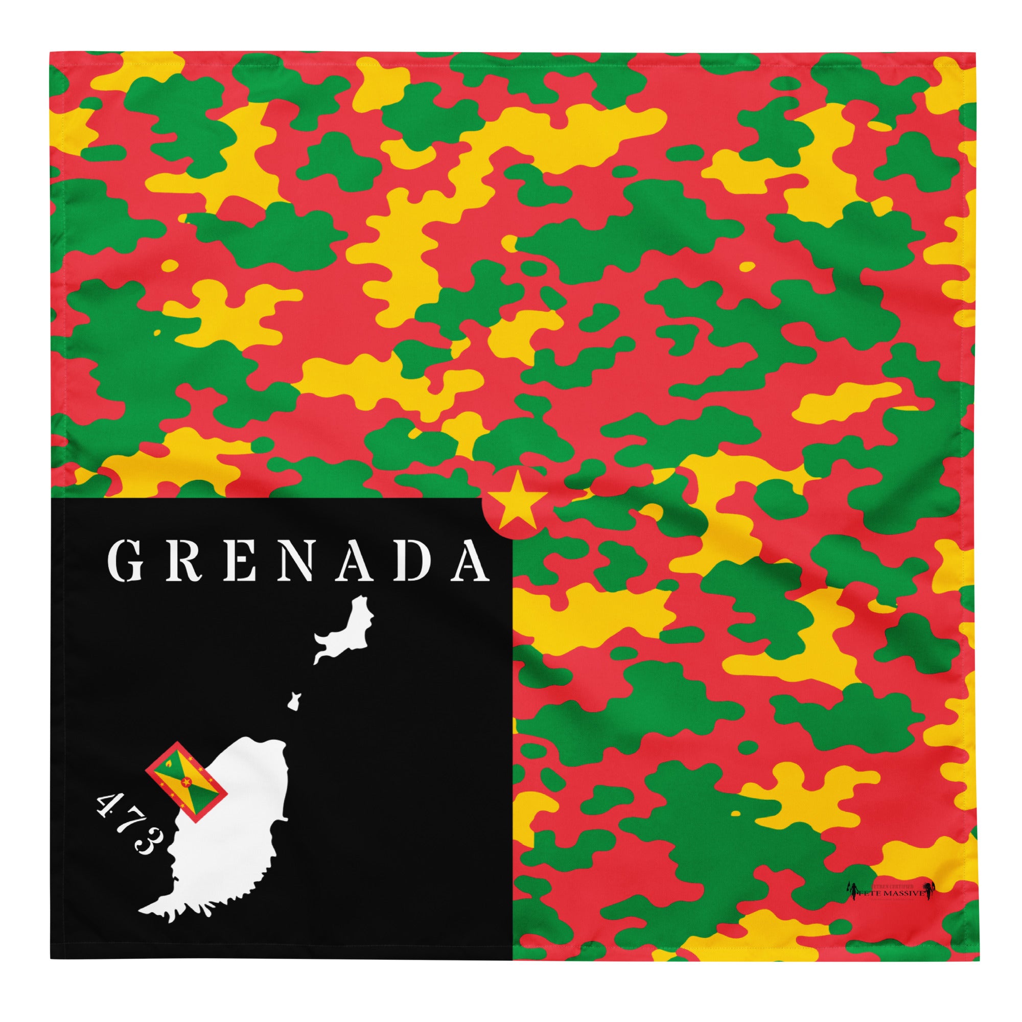 Grenada Island & Flag CAMO print bandana-Fete Massive