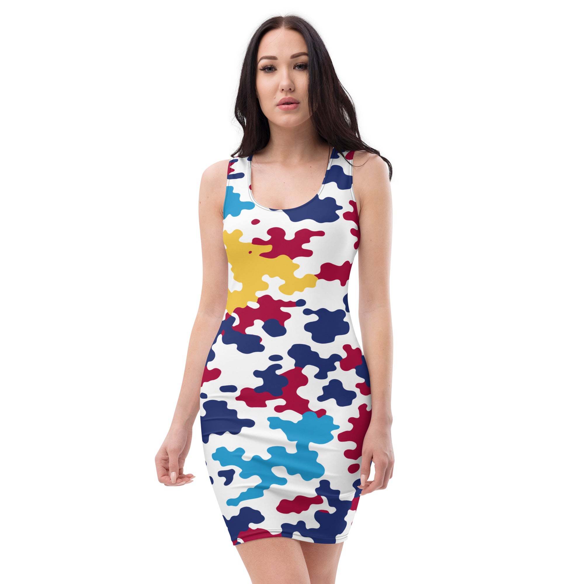 Virgin Islands Flag CAMO Print Bodycon dress-Fete Massive