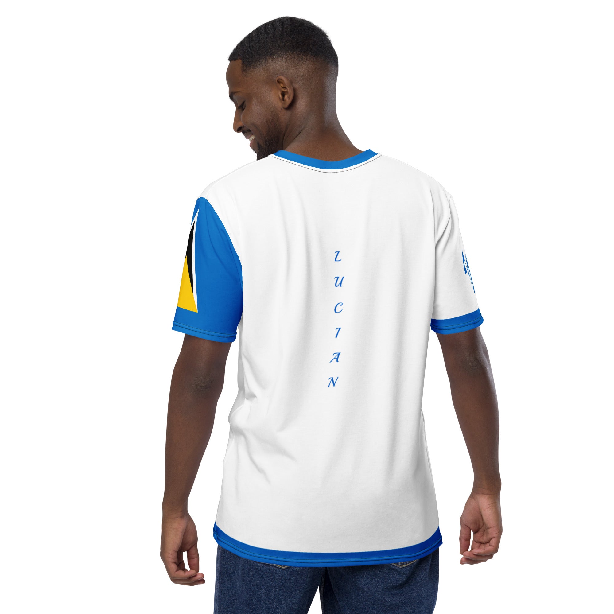 St. Lucia Flag Sleeve Men's t-shirt-Fete Massive