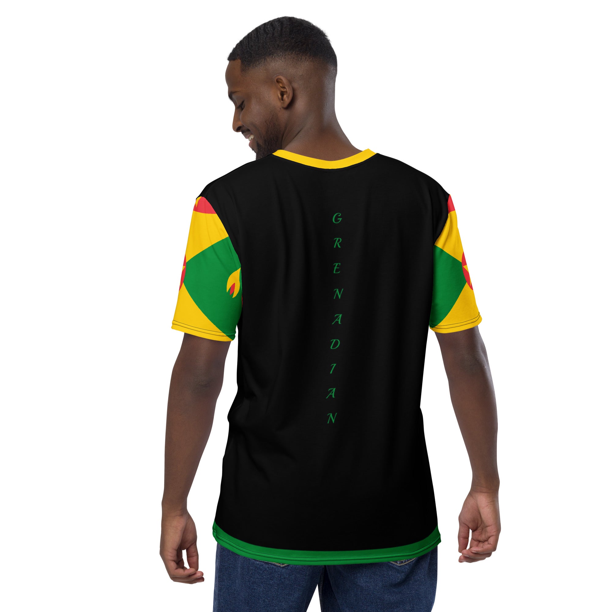 Grenada Island Men's t-shirt (Flag Sleeves)-Fete Massive