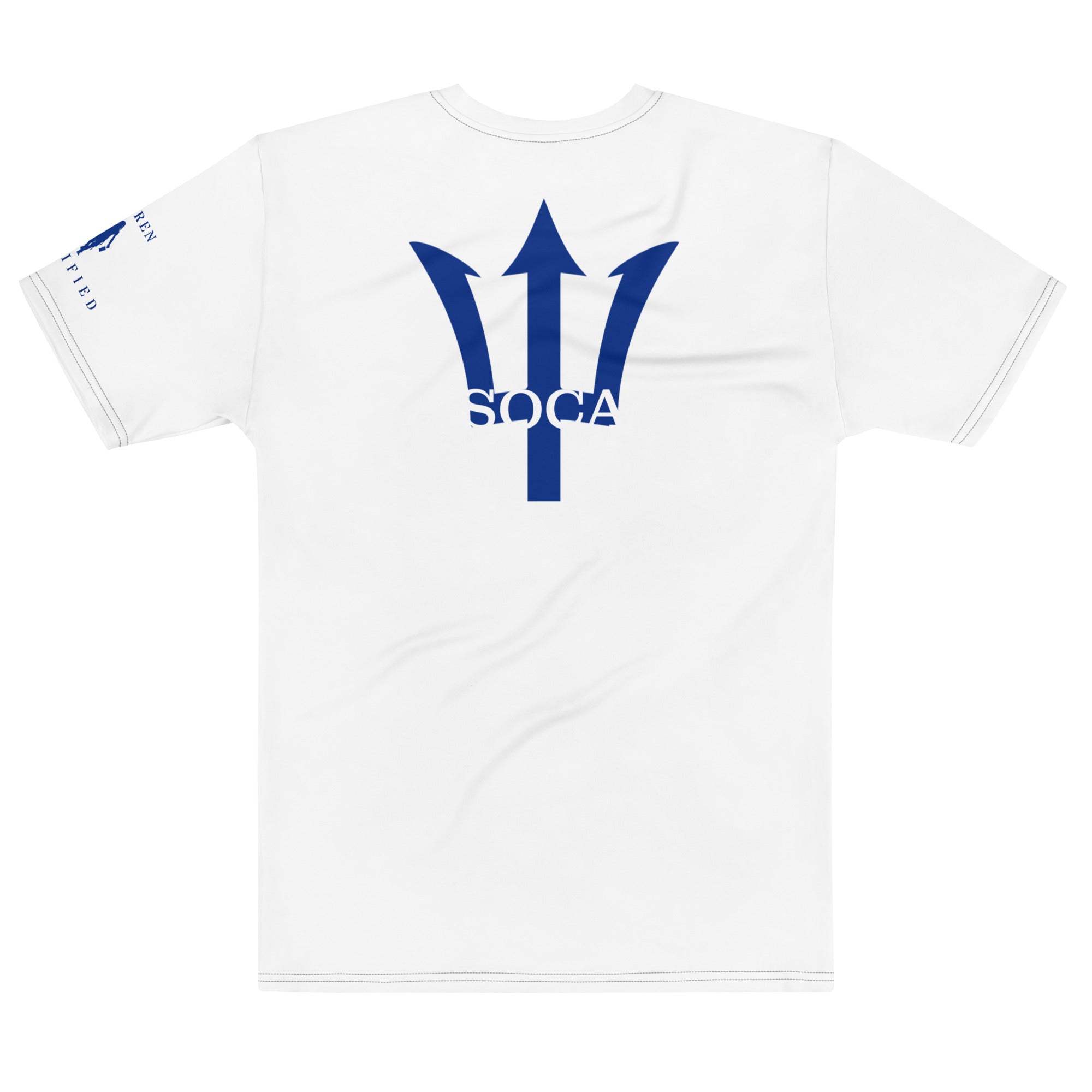 Barbados Fetren Men's t-shirt (White & Blue)-Fete Massive