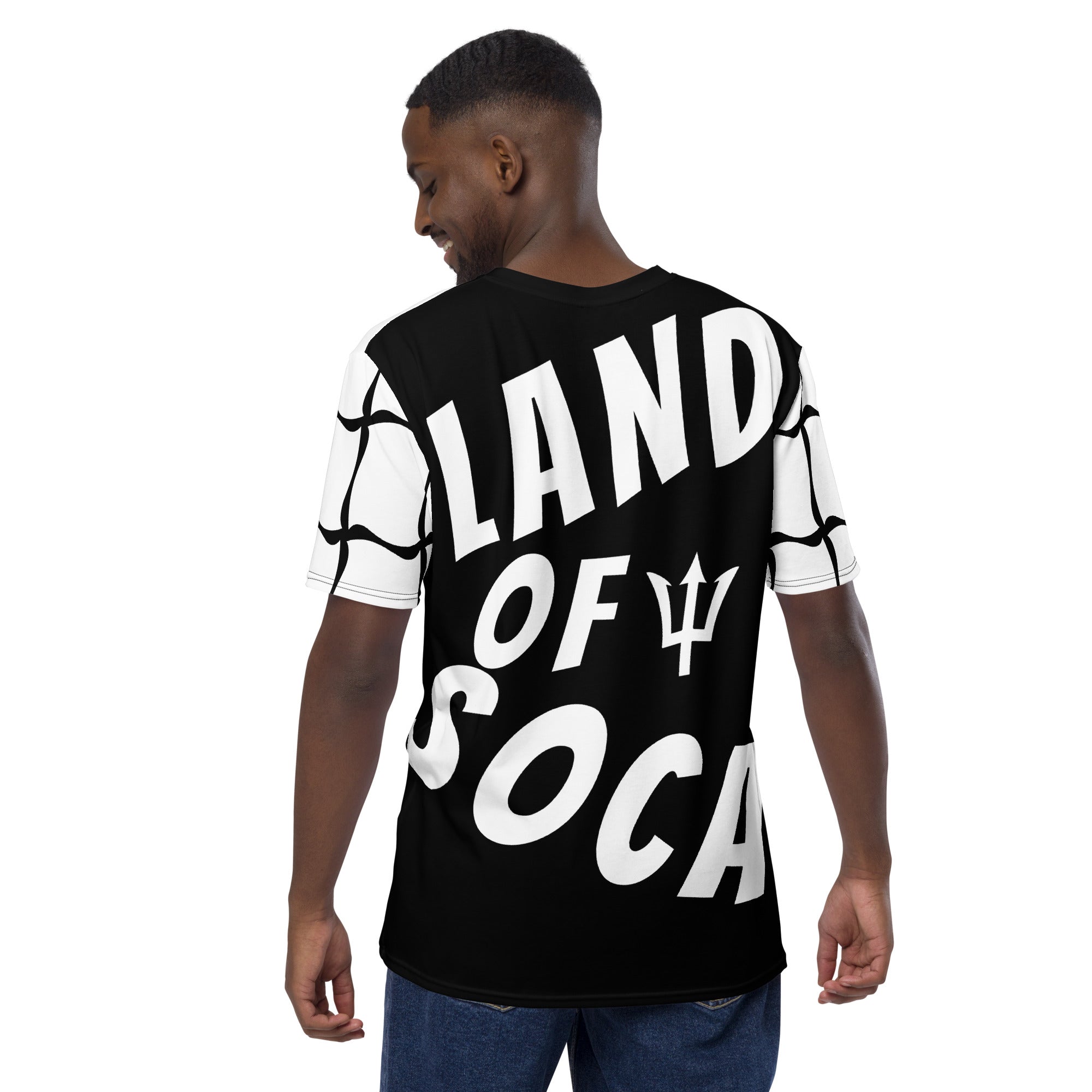 Barbados LAND OF SOCA Men's t-shirt (Rule Breaker Trim flip)-Fete Massive