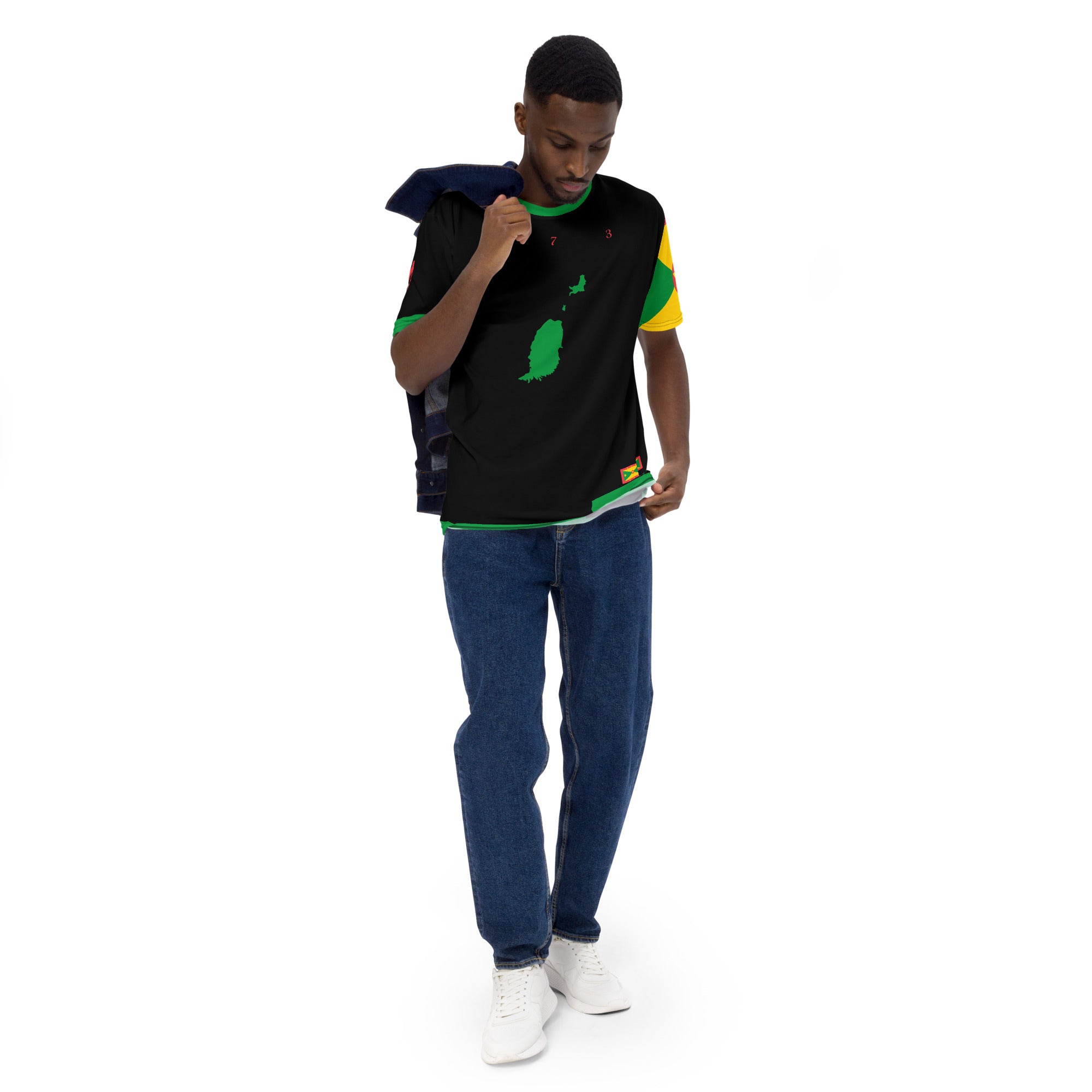 Grenada Flag Sleeve Men's t-shirt-Fete Massive