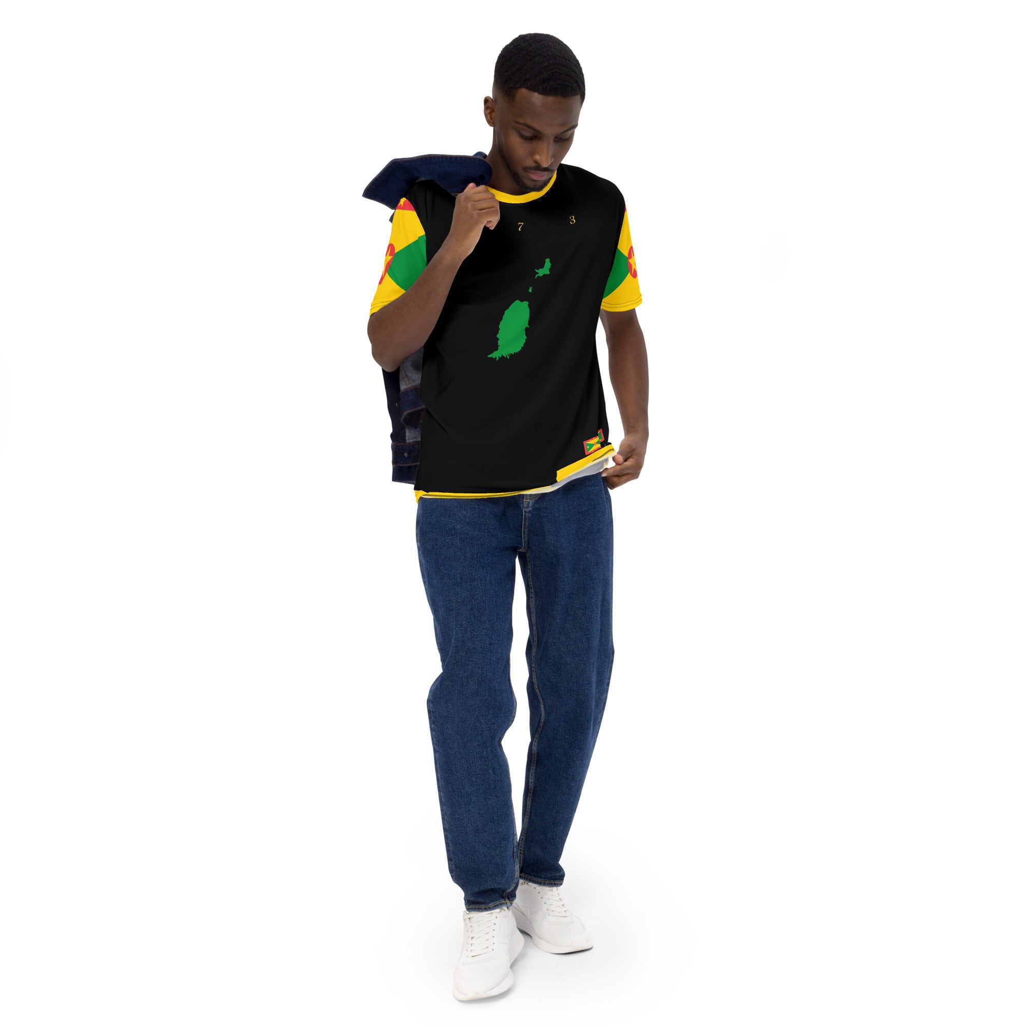 Grenada Island Men's t-shirt (Flag Sleeves)-Fete Massive