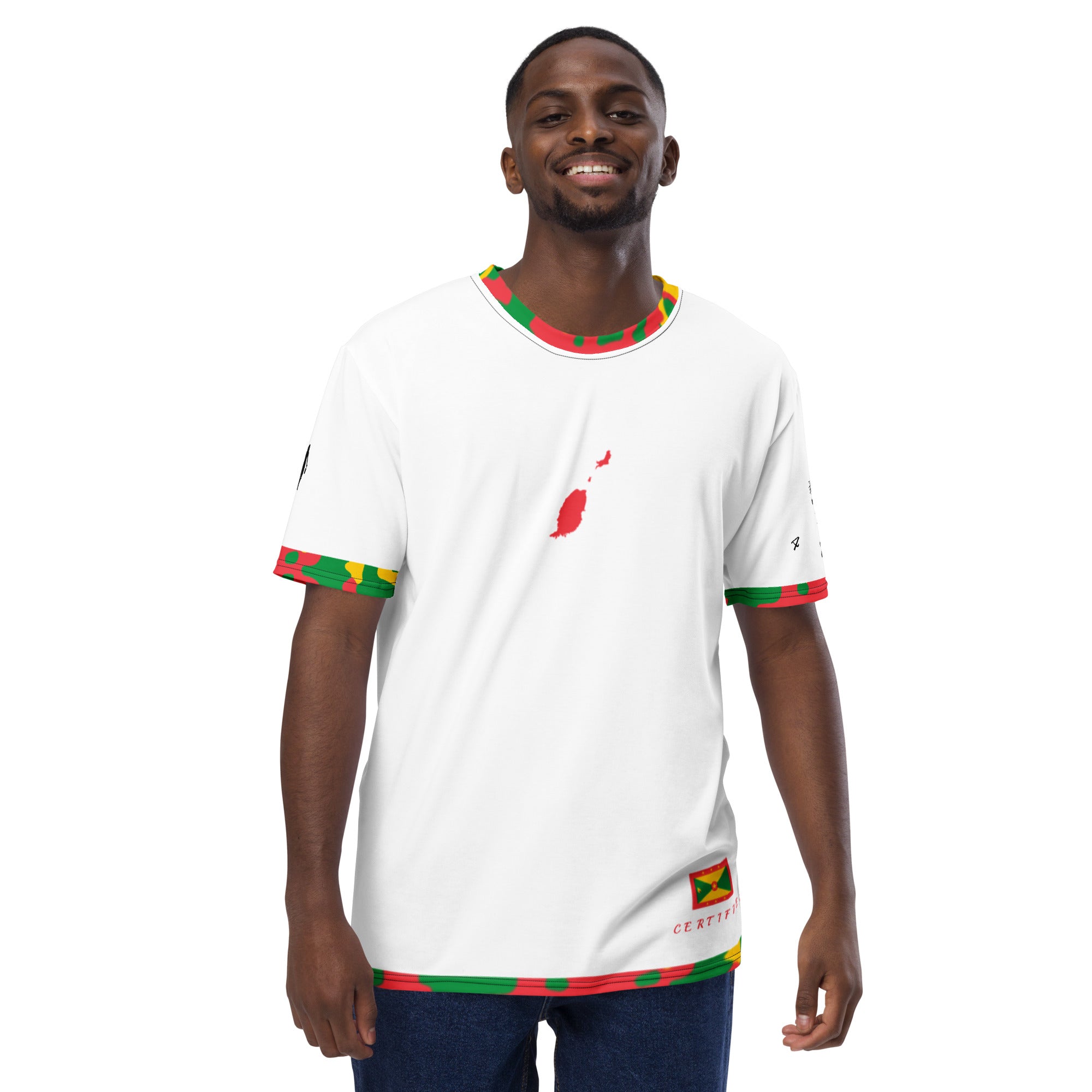 Grenada Fetren CAMO (Trimmed Sleeve) Men's t-shirt (White)-Fete Massive