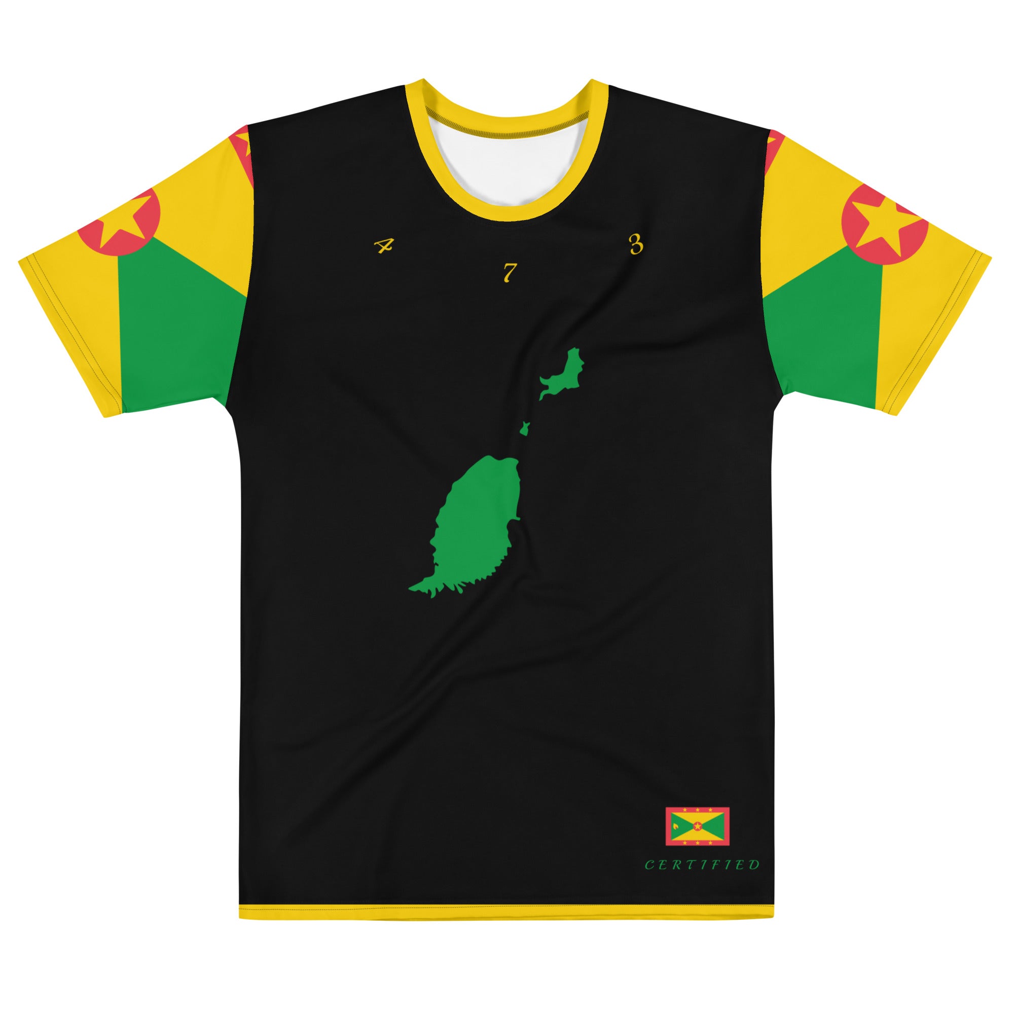 Grenada Island Men's t-shirt (Flag Sleeves)-Fete Massive