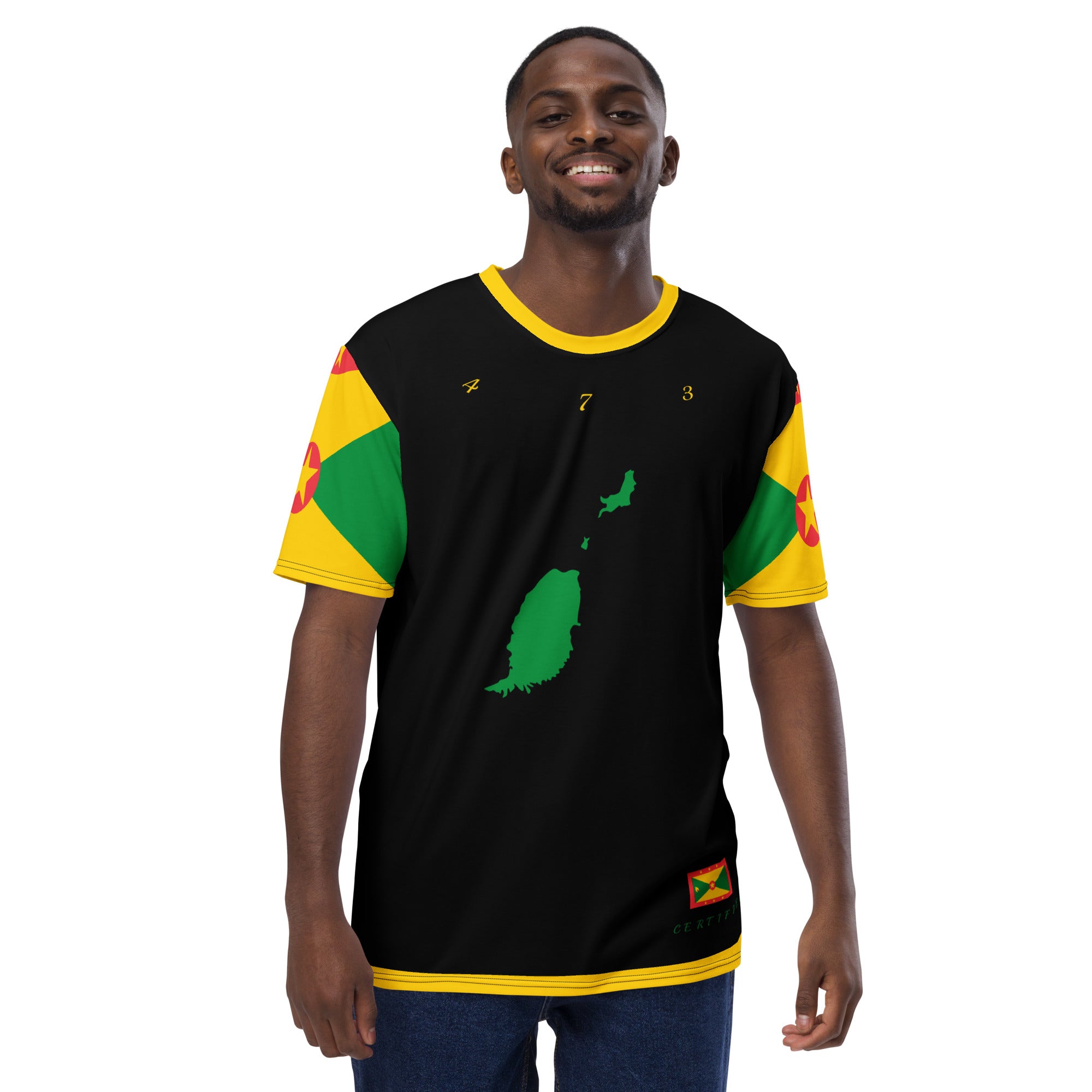 Grenada Island Men's t-shirt (Flag Sleeves)-Fete Massive