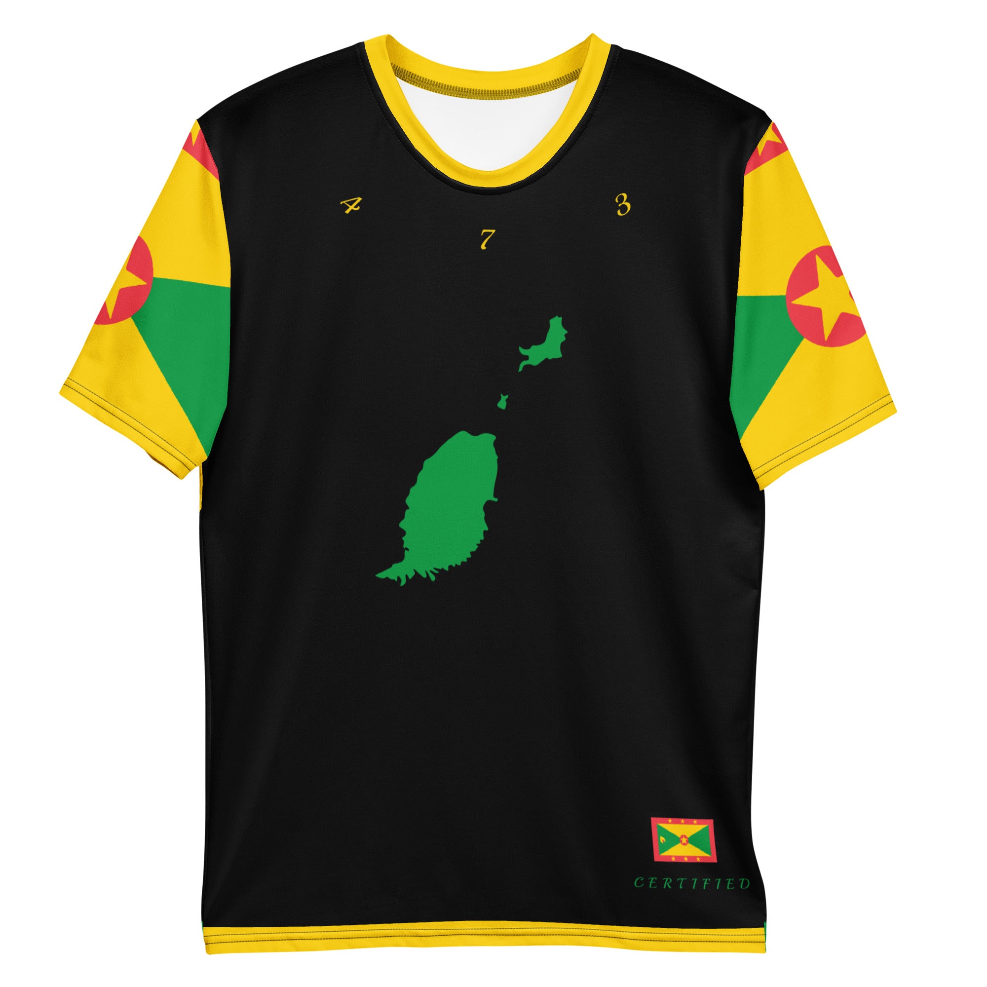 Grenada Island Men's t-shirt (Flag Sleeves)-Fete Massive