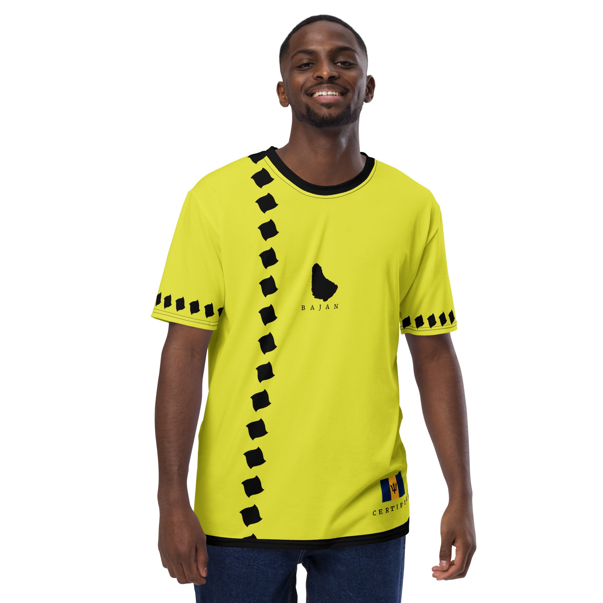 Barbados Men's t-shirt (Off script Yellow Green)-Fete Massive