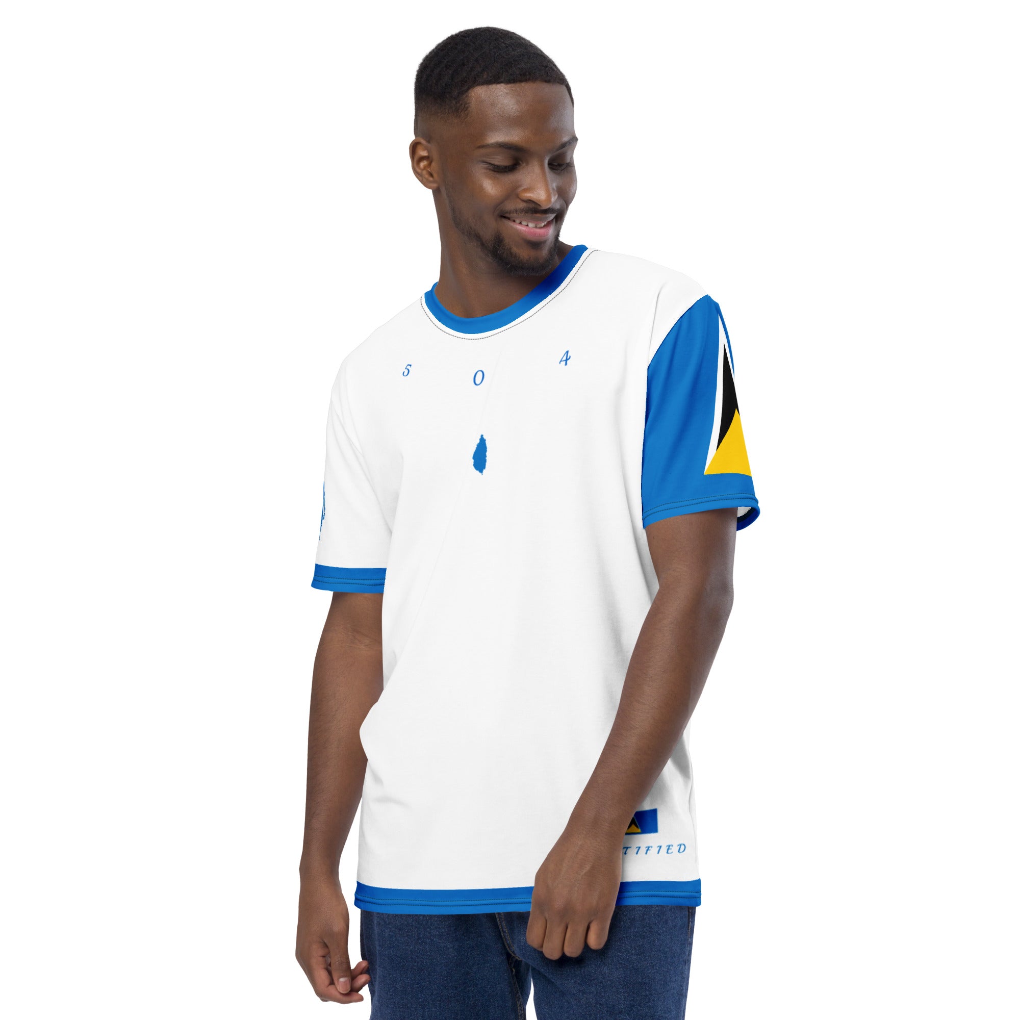 St. Lucia Flag Sleeve Men's t-shirt-Fete Massive