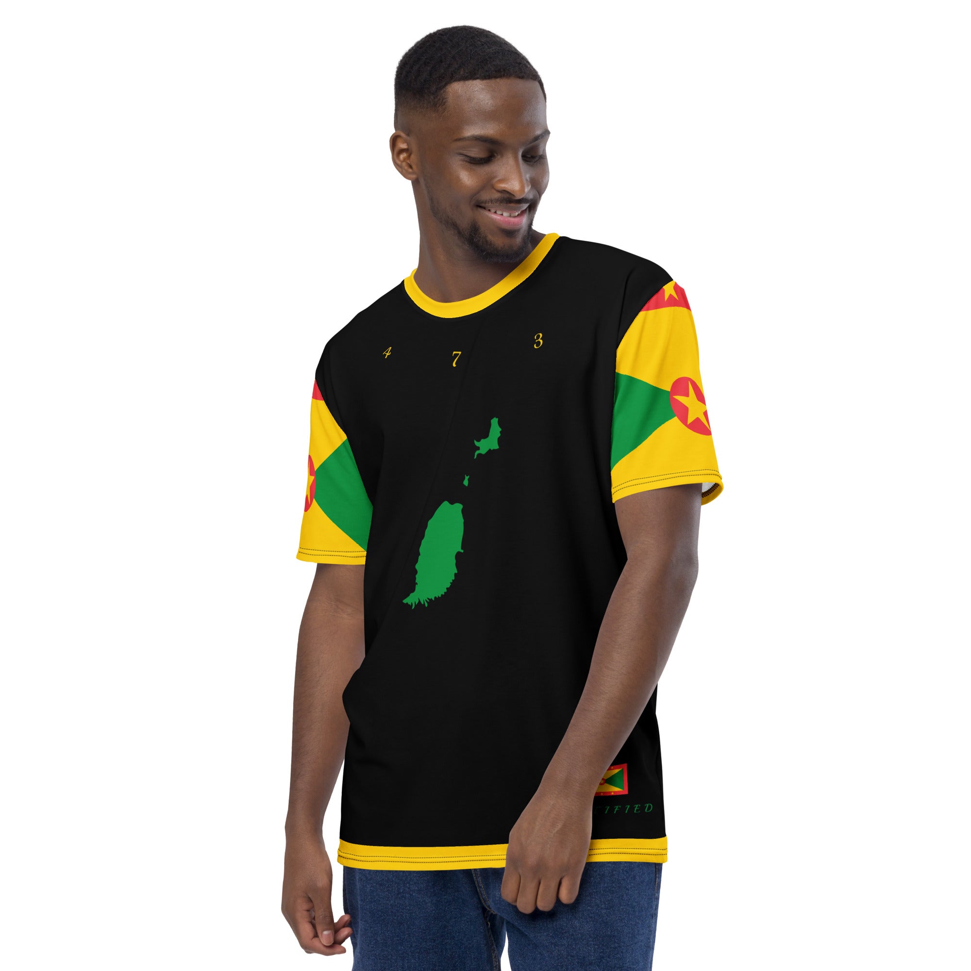 Grenada Island Men's t-shirt (Flag Sleeves)-Fete Massive