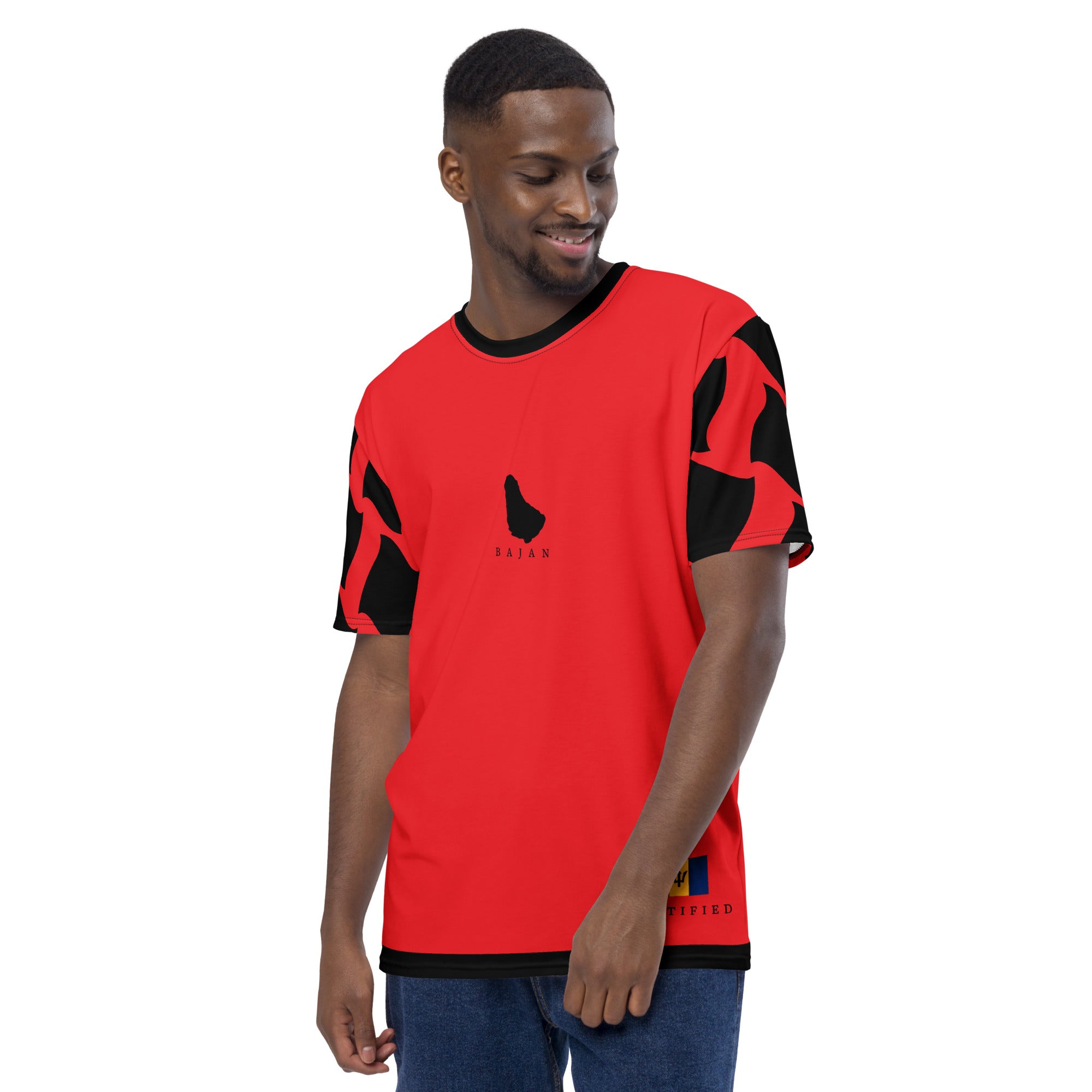 Barbados Men's t-shirt (Off script Red)-Fete Massive