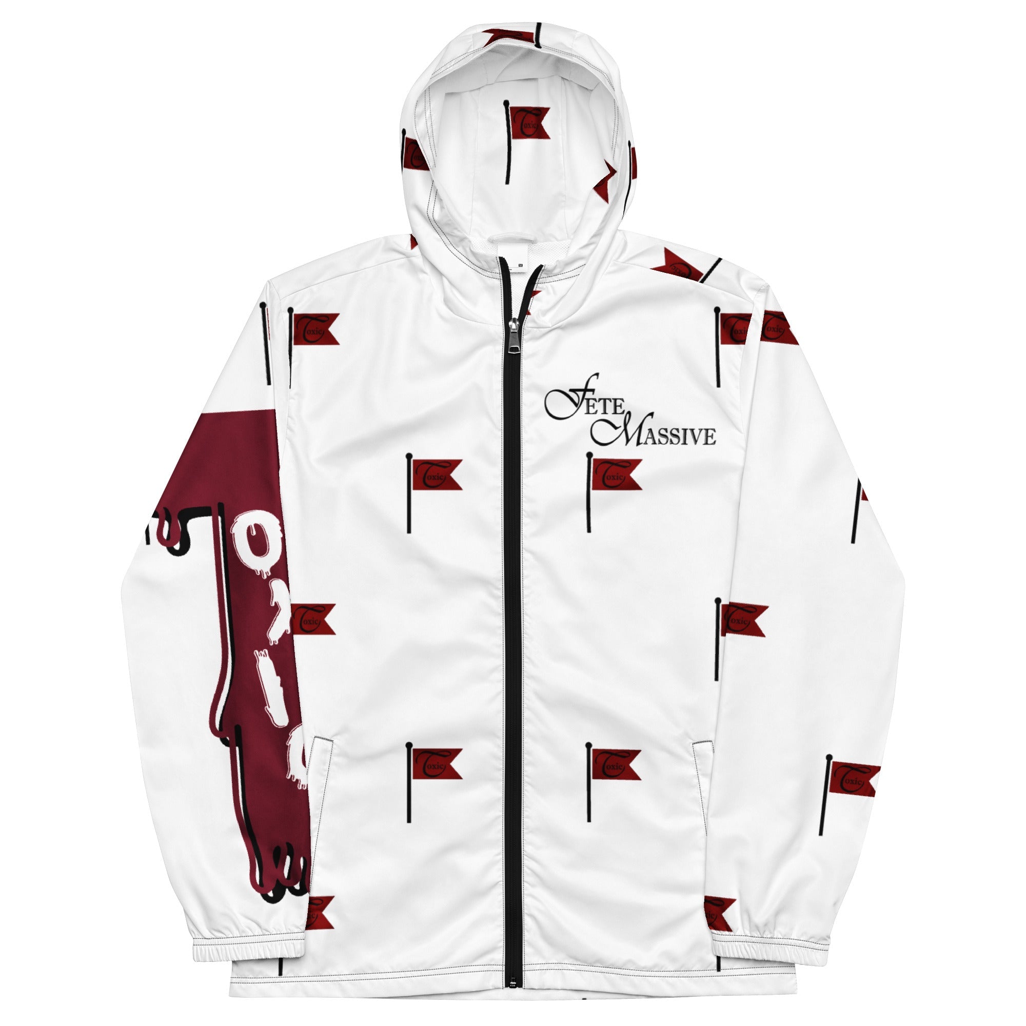 Lightweight Red Flag Windbreaker with Hood-Fete Massive