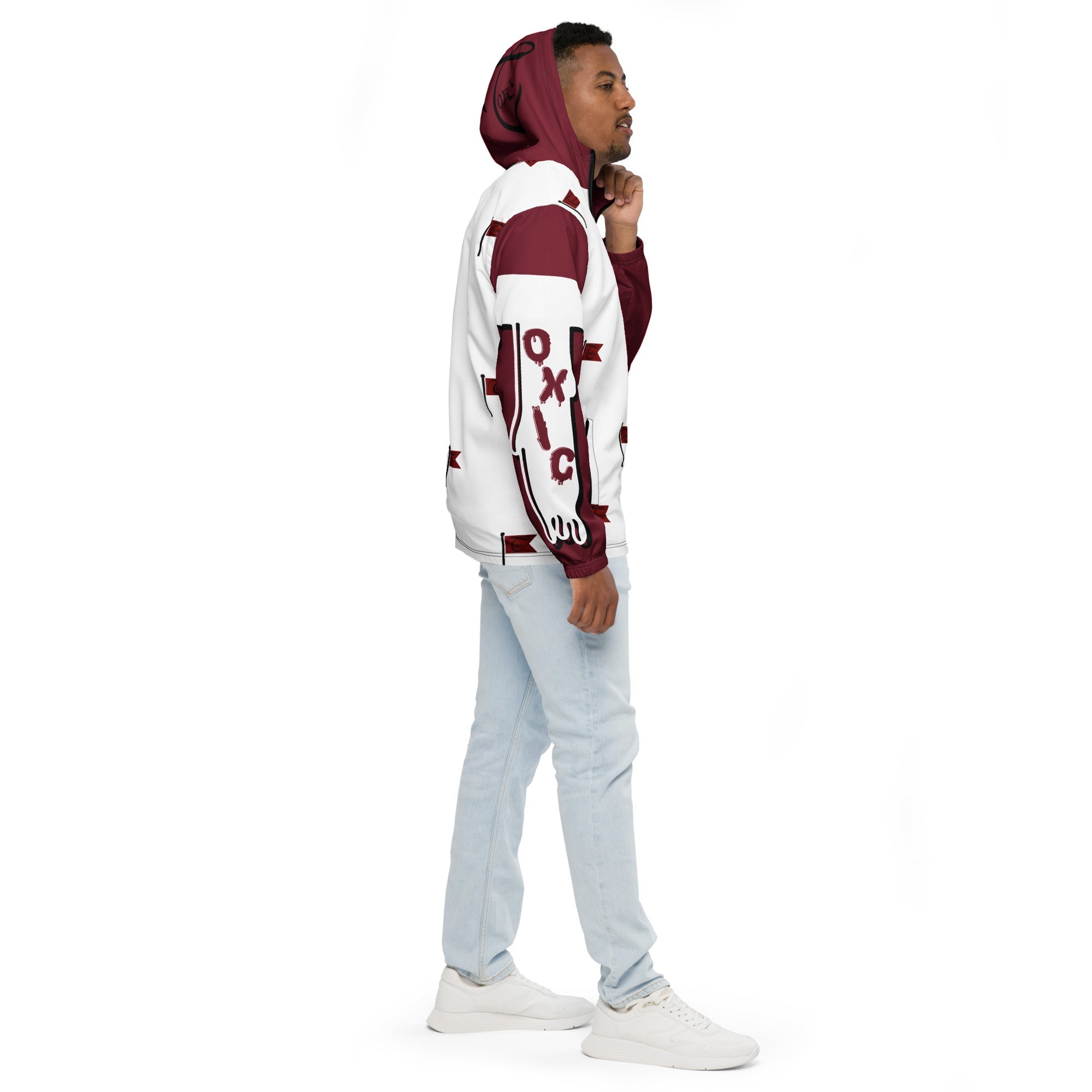 Lightweight Red Flag Windbreaker with Hood-Fete Massive