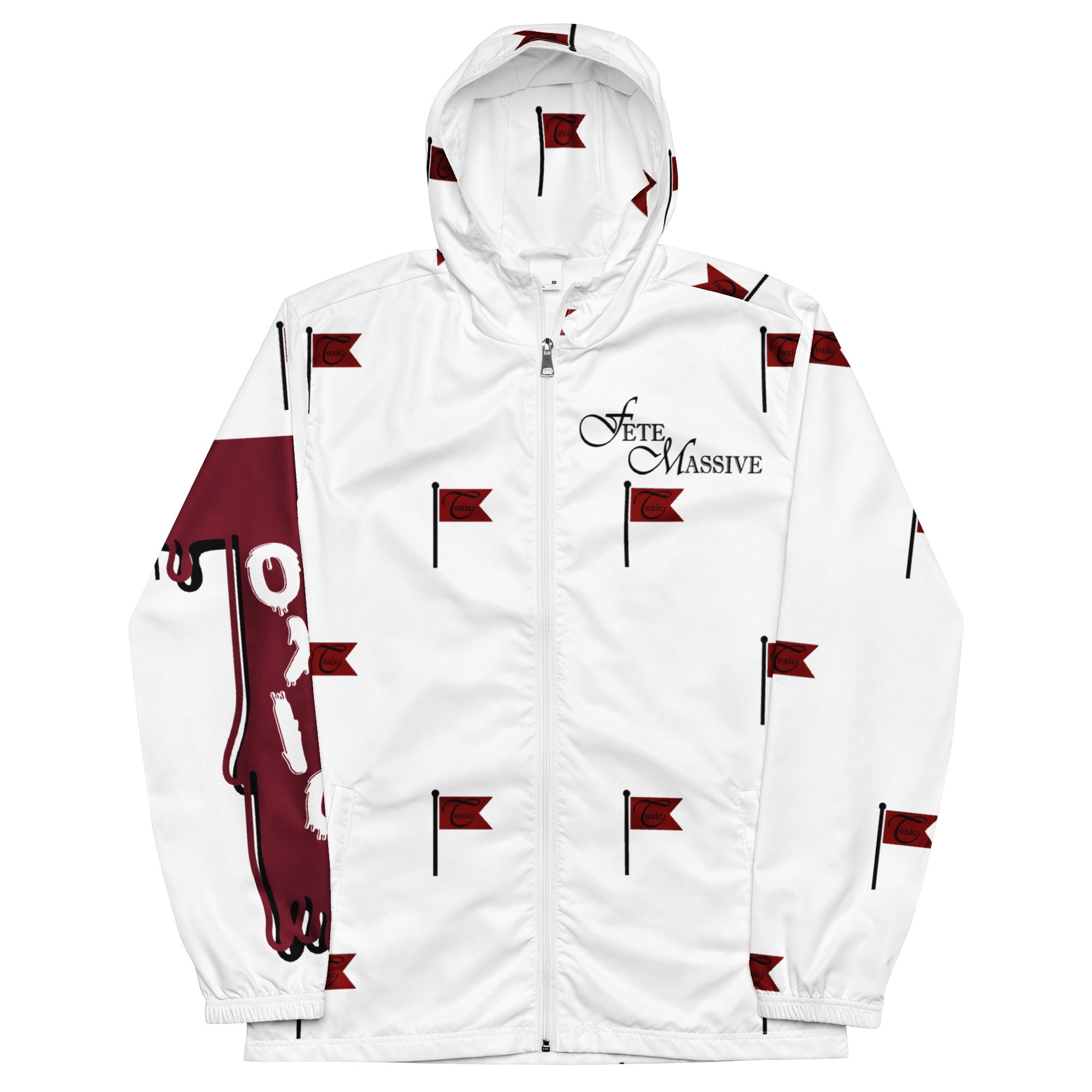 Lightweight Red Flag Windbreaker with Hood-Fete Massive