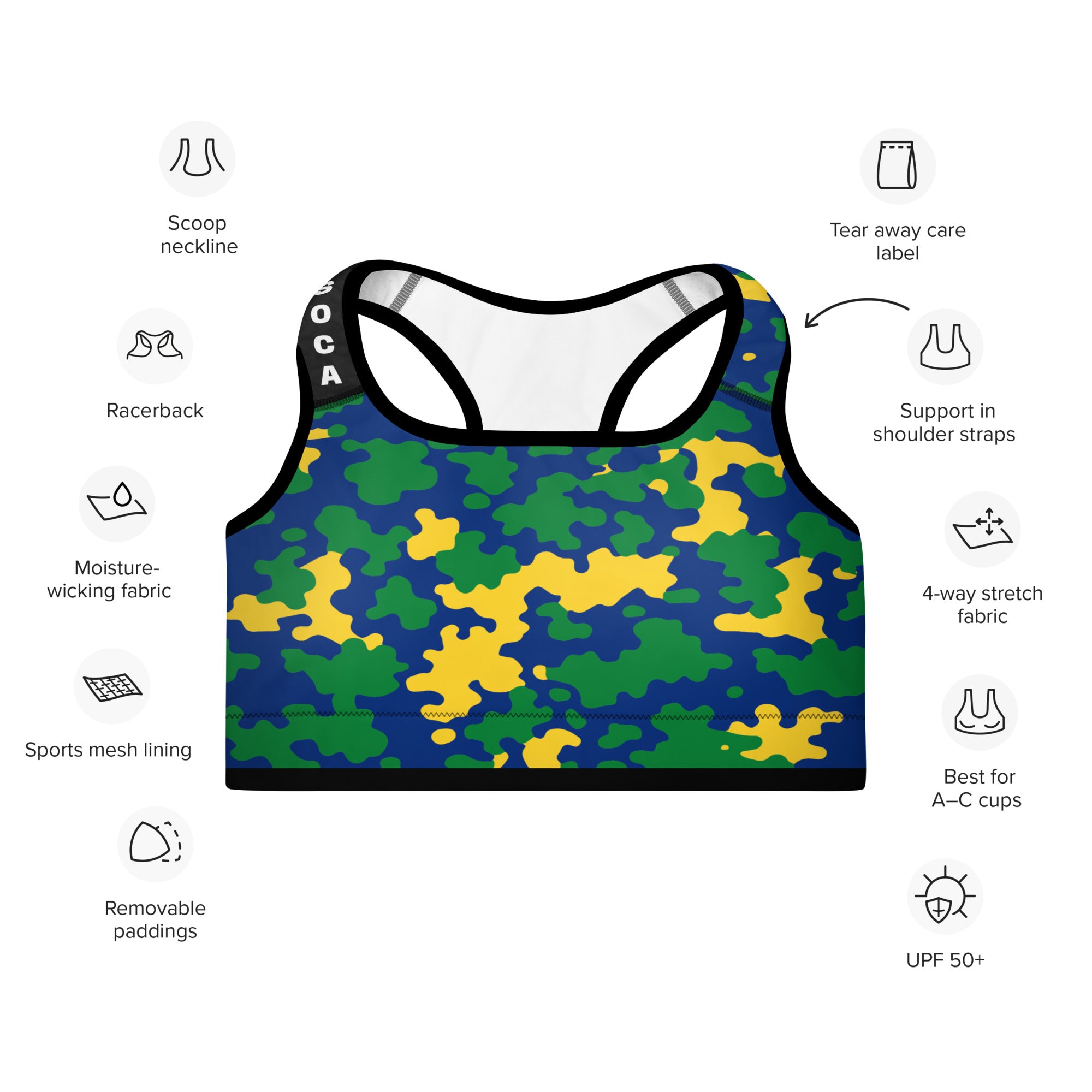 Saint Vincent CAMO Padded Sports Bra-Fete Massive