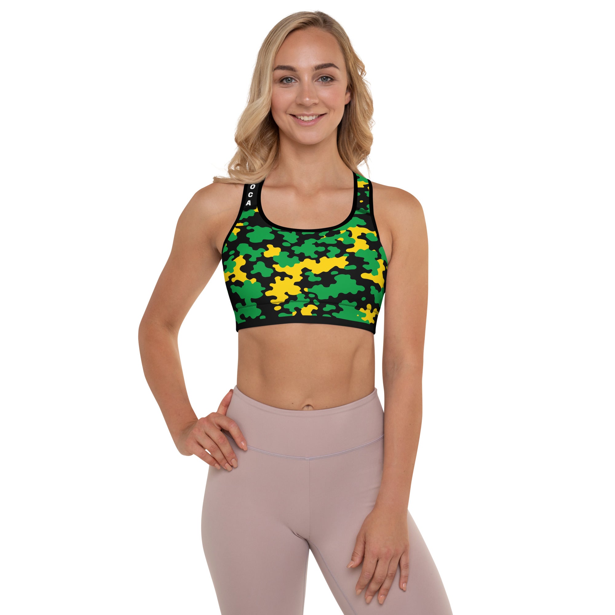 Jamaica CAMO Padded Sports Bra-Fete Massive