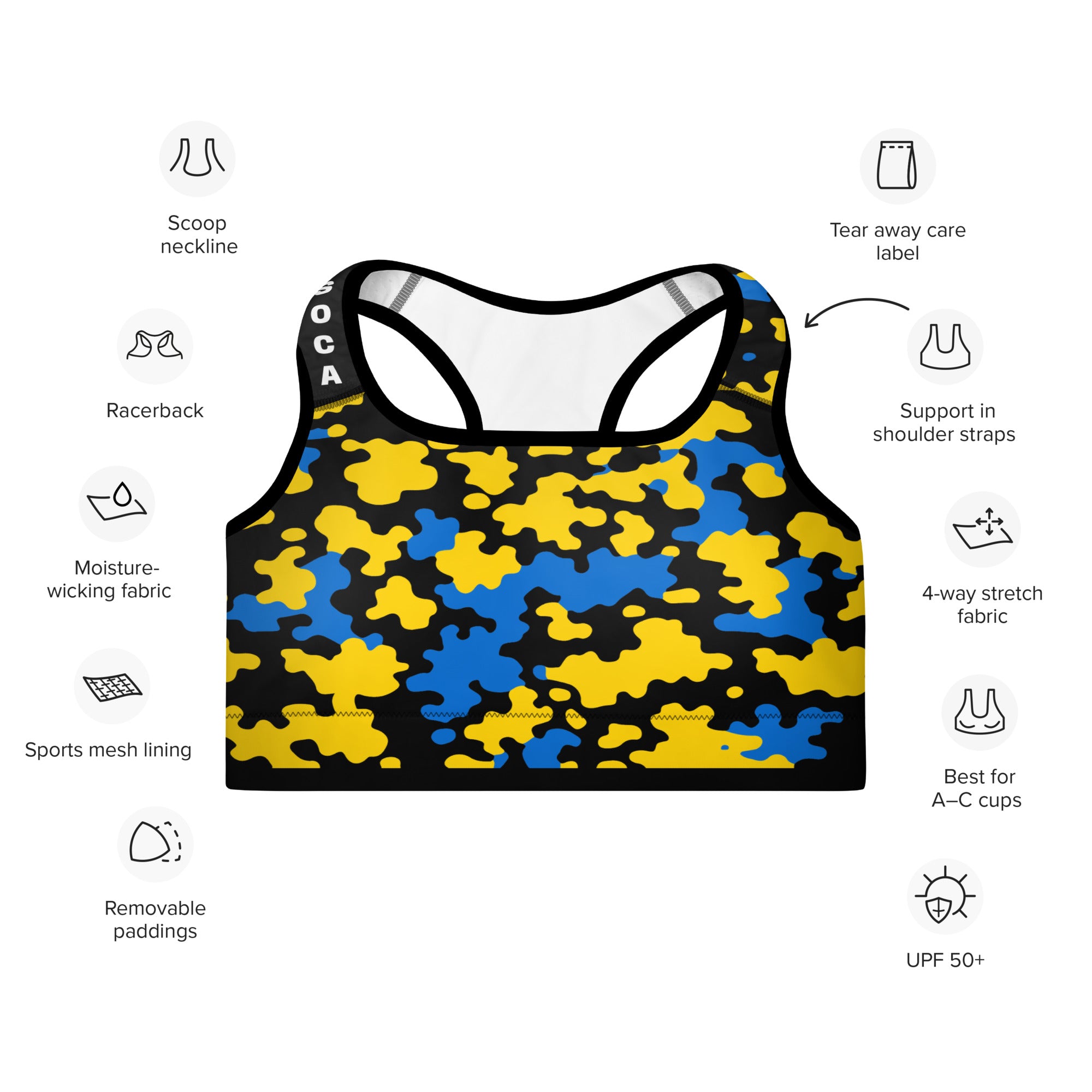 St. Lucia CAMO Padded Sports Bra-Fete Massive