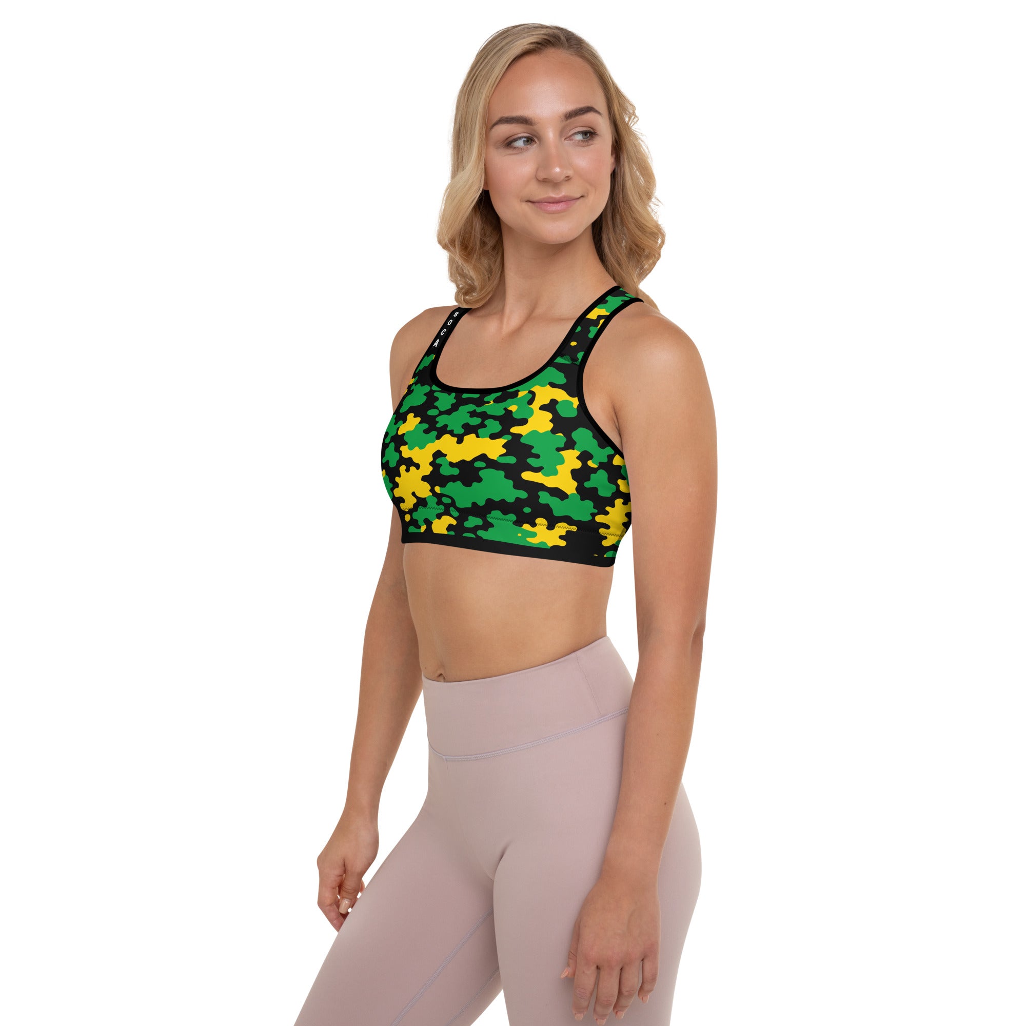 Jamaica CAMO Padded Sports Bra-Fete Massive