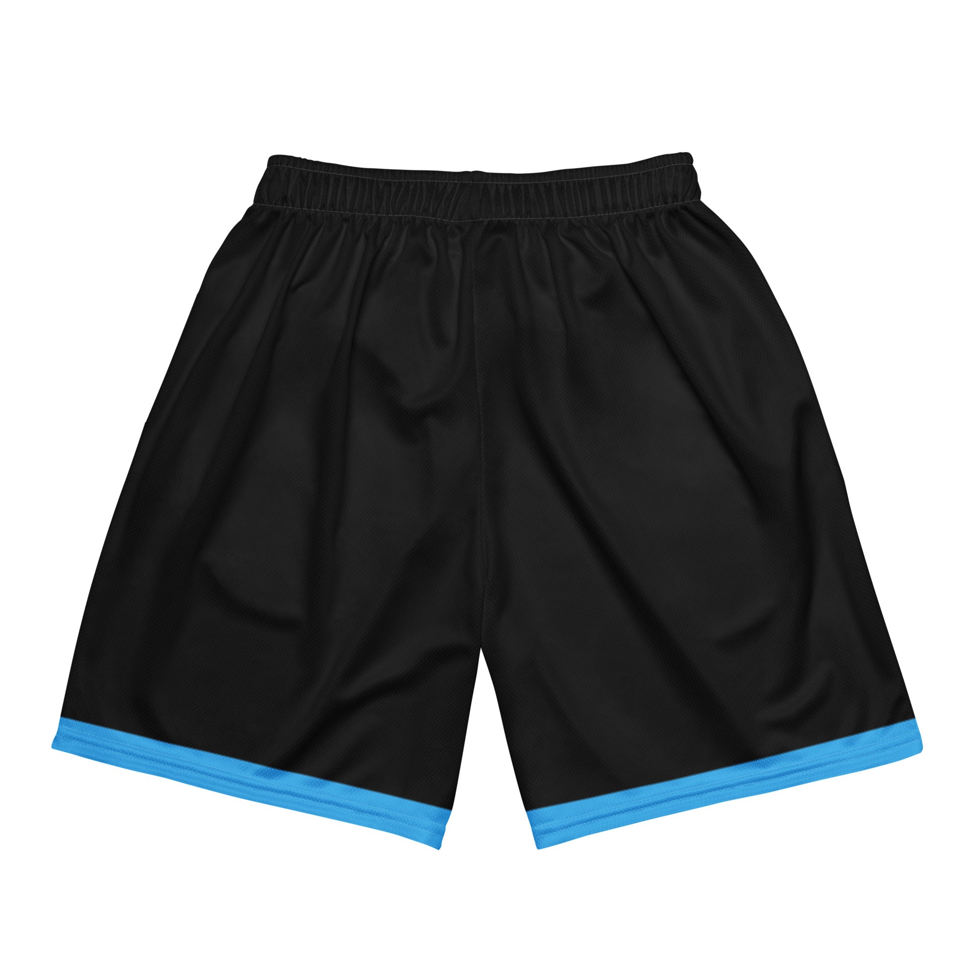 Exercise with WUK - Unisex mesh shorts (Black with blue trim)-Fete Massive