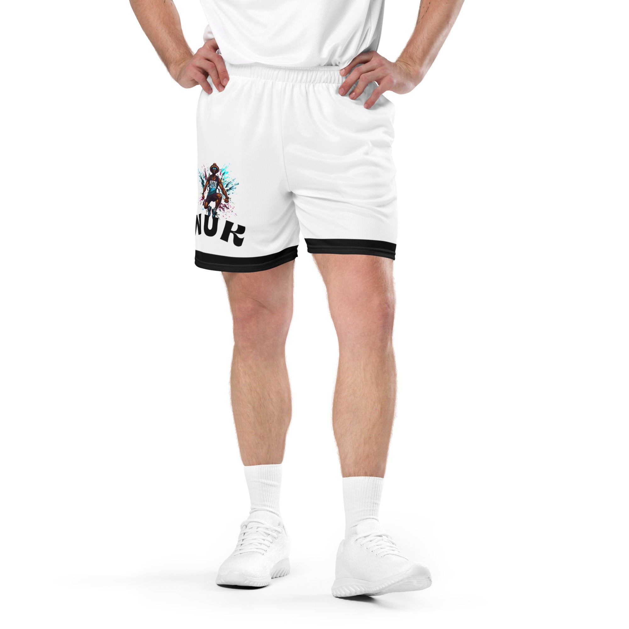 Exercise with WUK - Unisex mesh shorts (Black Trim)-Fete Massive